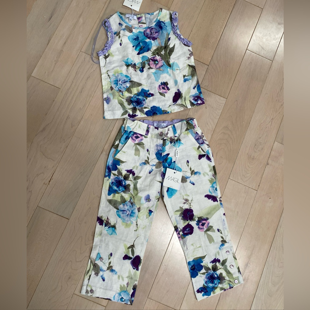 Magil Italian Girls Linen Floral Set